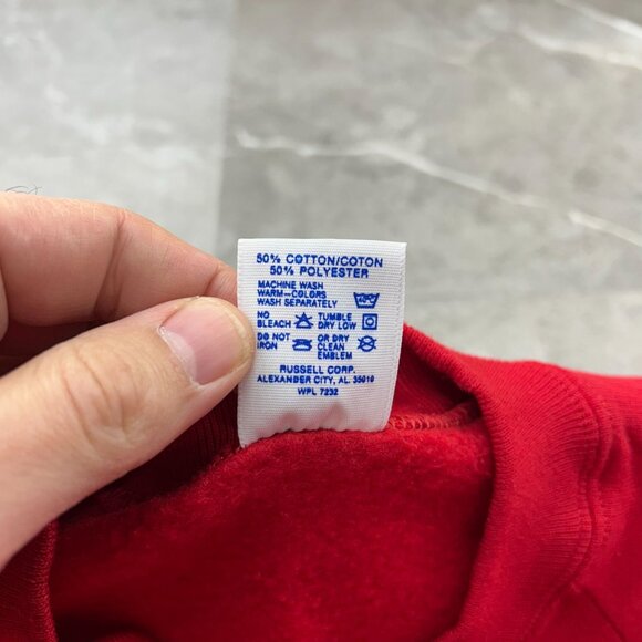 80S VINTAGE JERZEES CREWNECK SWEATSHIRT MENS 2XL XXL PULLOVER BLANK RED SWEATER - Picture 4 of 7